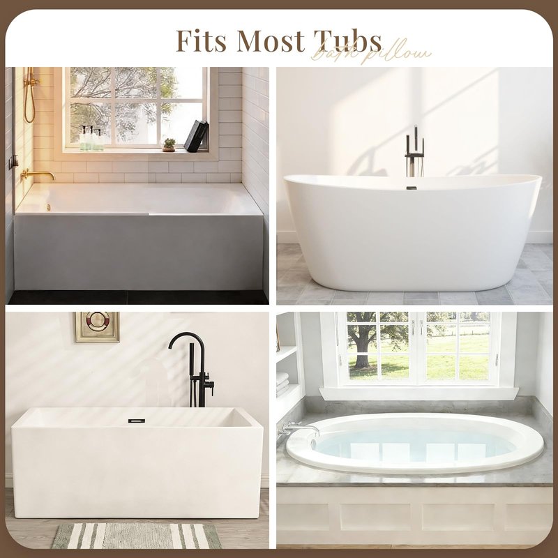 Bath Pillow, Luxury Bath Pillows for Tub, Relaxing Bathtub Pillows for Head and Neck Support, with 4D Air Mesh Fabric and Powerful Suction Cups, Great Bath Tub Accessories, Gray
