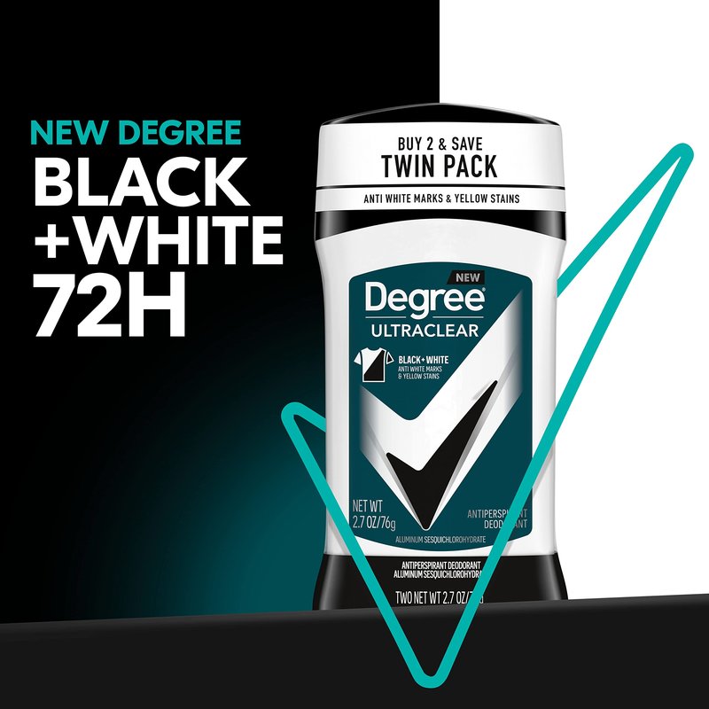 Degree Men UltraClear Antiperspirant Deodorant Black+White 2 Count 72-Hour Sweat & Odor Protection Antiperspirant For Men With MotionSense Technology 2.7 oz (Pack of 6)