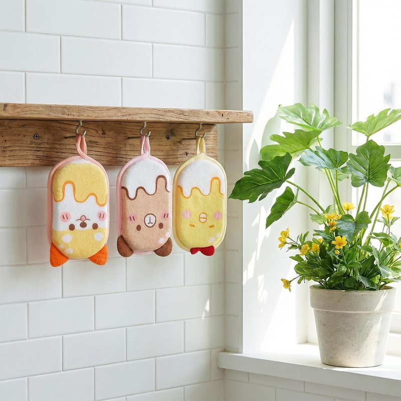 4 Pack Baby Bath Loofah Sponge Soft Bathing Sponge Absorbent Exfoliating Body Scrubber Sponges Cute Loofa Sponges Cartoon Pattern Shower Baby Sponge for Shower Washing Bathing Time Most Skin Type