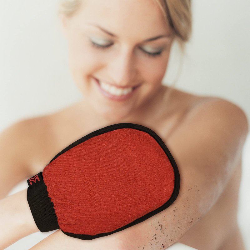 MIG4U Deep Exfoliating Glove Mitts for Shower and Bath SPA, Korean Style Body Scrubber Exfoliator Dead Skin Remover Women & Men, Keratosis Pilaris Treatment Skincare Spray Tan Removal