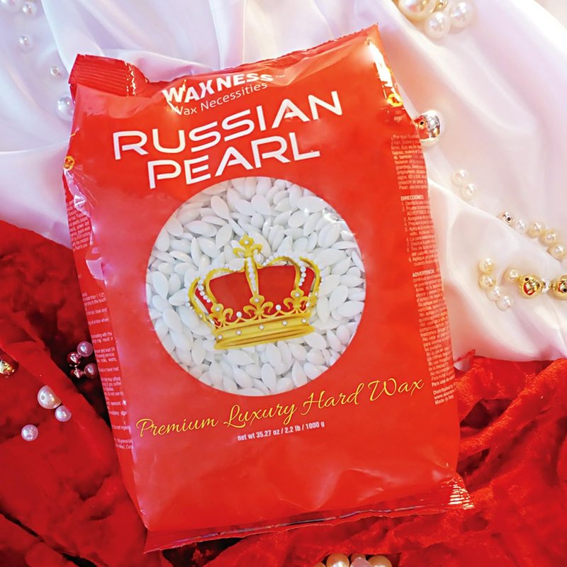 Waxness Russian Pearl Hard Wax Beads 2.2 lb (1 kg) Pack of 2 – Rosin-Free Stripless Hard Wax with Creamy Texture and Skin Visibility, Professional Use – Made in Italy