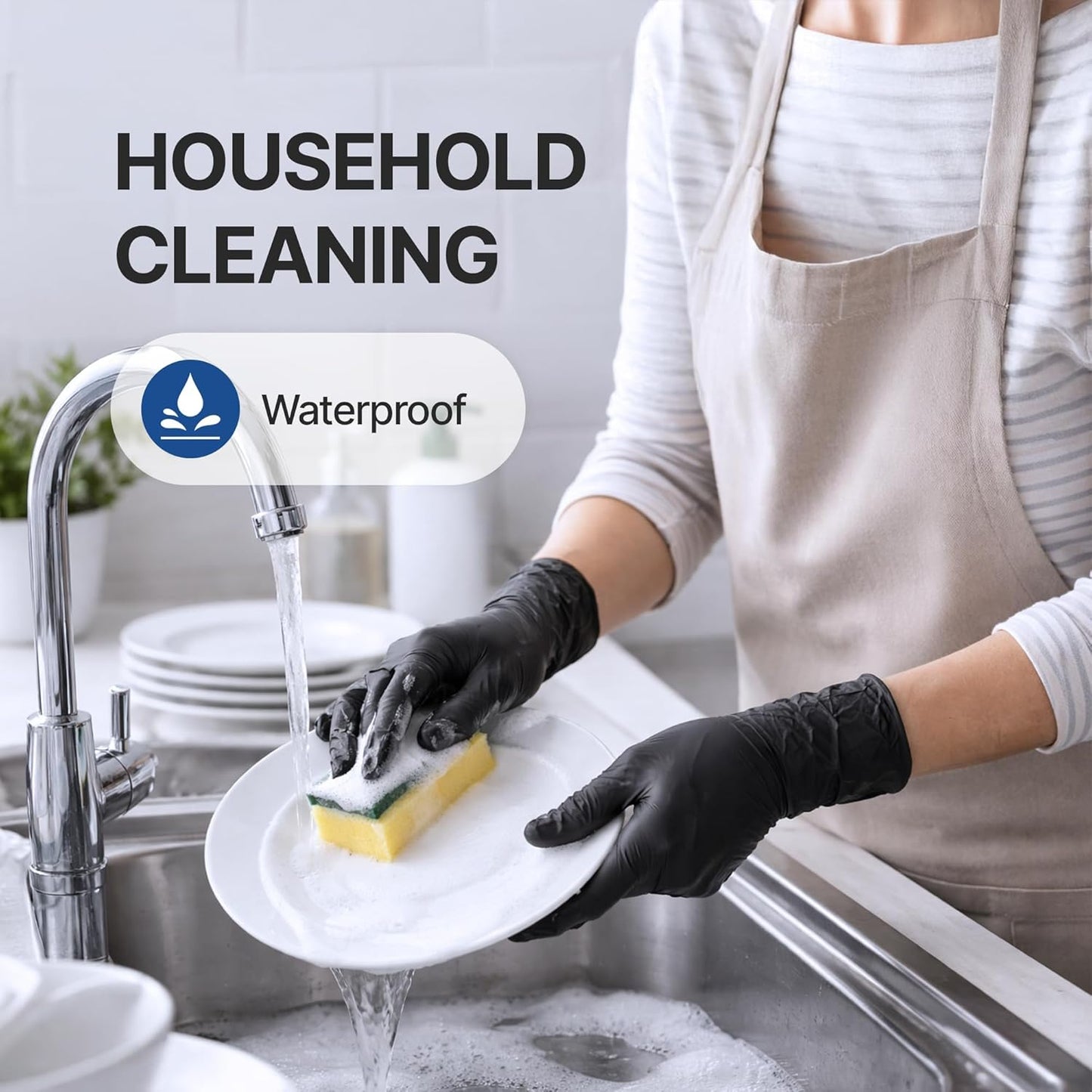 Vinyl Synthetic Exam Gloves - 4 Mil Latex-Free Disposable Gloves for Medical, Cooking & Food Prep