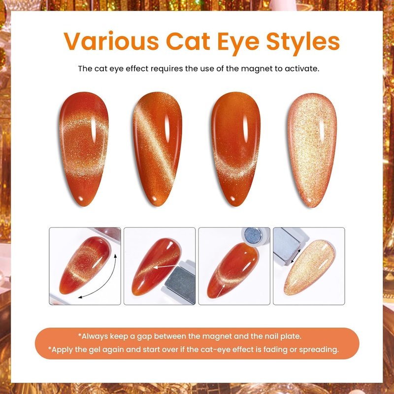 Beetles Cat Eye Gel Nail Polish Set - 20 Colors Glitter Red Green Blue Brown Black Cat Eye Magnetic Base Matte Glossy Top Coat Galaxy Gemlight Soak Off UV Manicure Salon Gift for Women