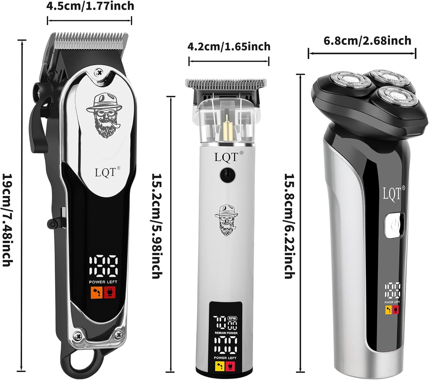 Skiennix Professional Barber Kit - Cordless Hair Clipper, Trimmer & Rotary Shaver Set | LED Display, USB-C Rechargeable, Low Noise