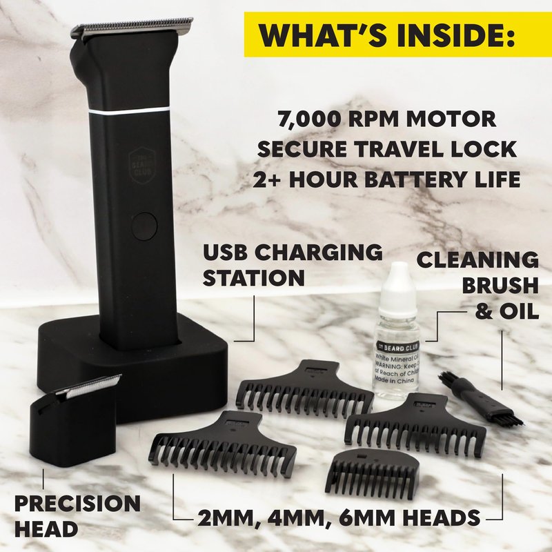 The Beard Club Manscape Body Hair Trimmer for Men, Pubic Hair Trimmer for Men & Ball Trimmer - Mens Body Shaver, Ceramic Blade Ball Shaver - Rechargeable, Electric, Waterproof Wet or Dry Clippers