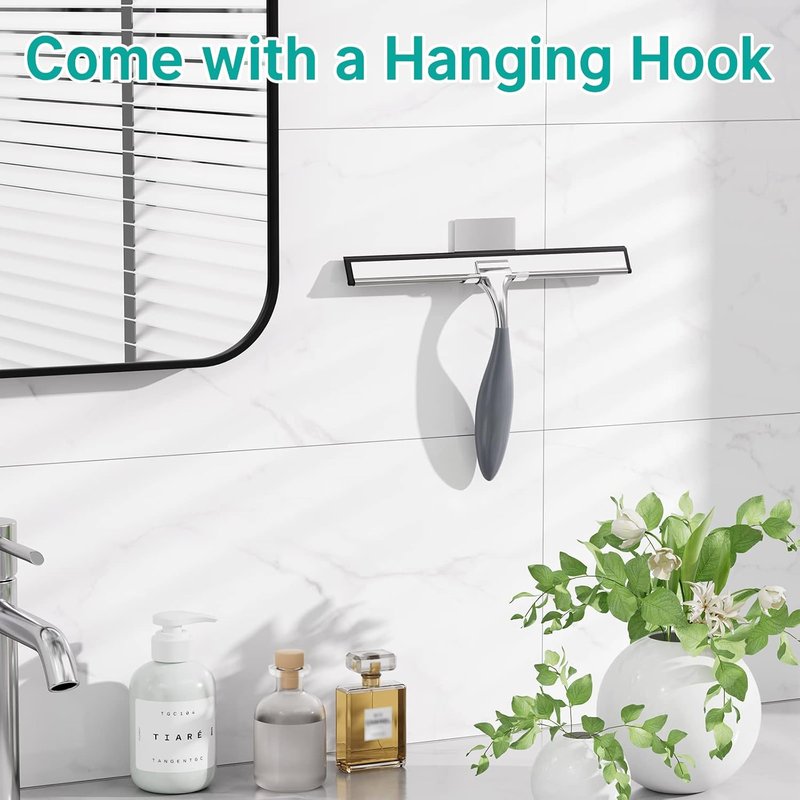 AmazerBath Shower Squeegee - Stainless Steel All-Purpose Squeegee for Glass Doors & Mirrors | 10-Inch Long Blade