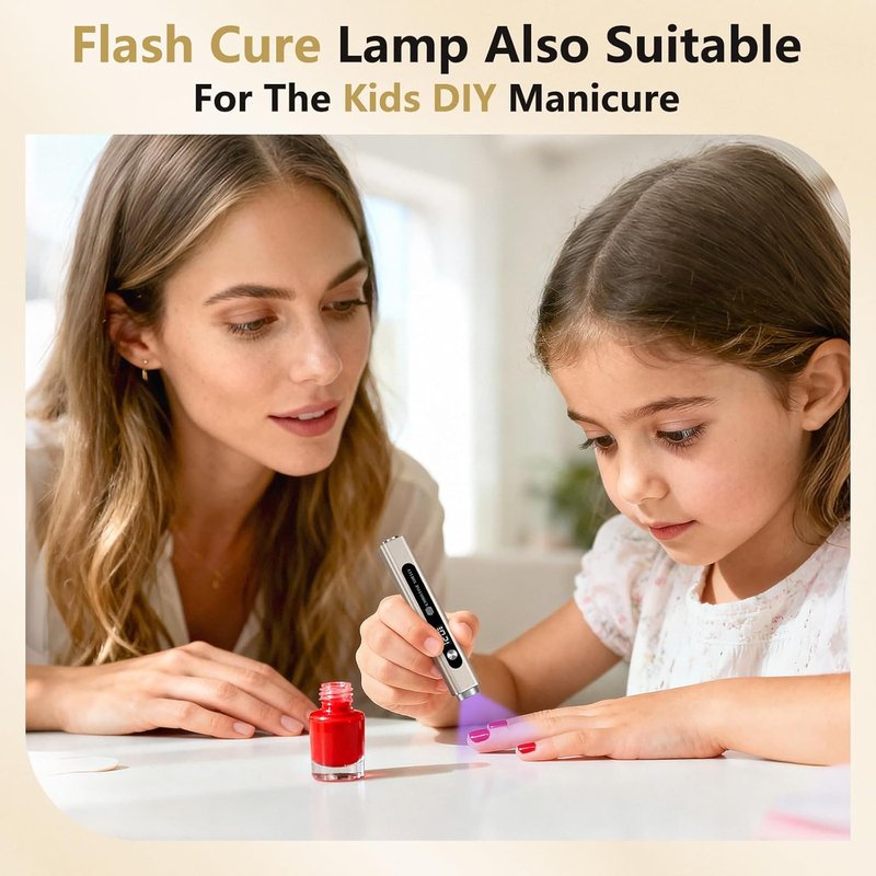 Skiennix Flash Cure Nail Lamp - Handheld UV Light for Gel Nails | 3-in-1 Cordless Design, Rechargeable & LED Display