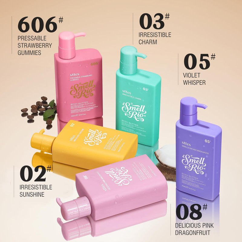 Sttes Smell Rio Body Butter 05# (Vanilla Orchid Sandalwood) - Fast Absorbing, Lightweight, Non-Greasy, With Active Caffeine, Jojoba Seed Oil, Natural Coconut Oil, 250ml/8.45 fl.oz
