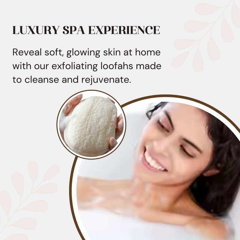 Luxcy Natural Loofah Exfoliating Body Scrubber, Dual-Sided Shower Loofah Sponge, Bath Shower Loofah Spong for Men and Women, Face and Body Bath Scrubber- 3 Count (1 Pack)