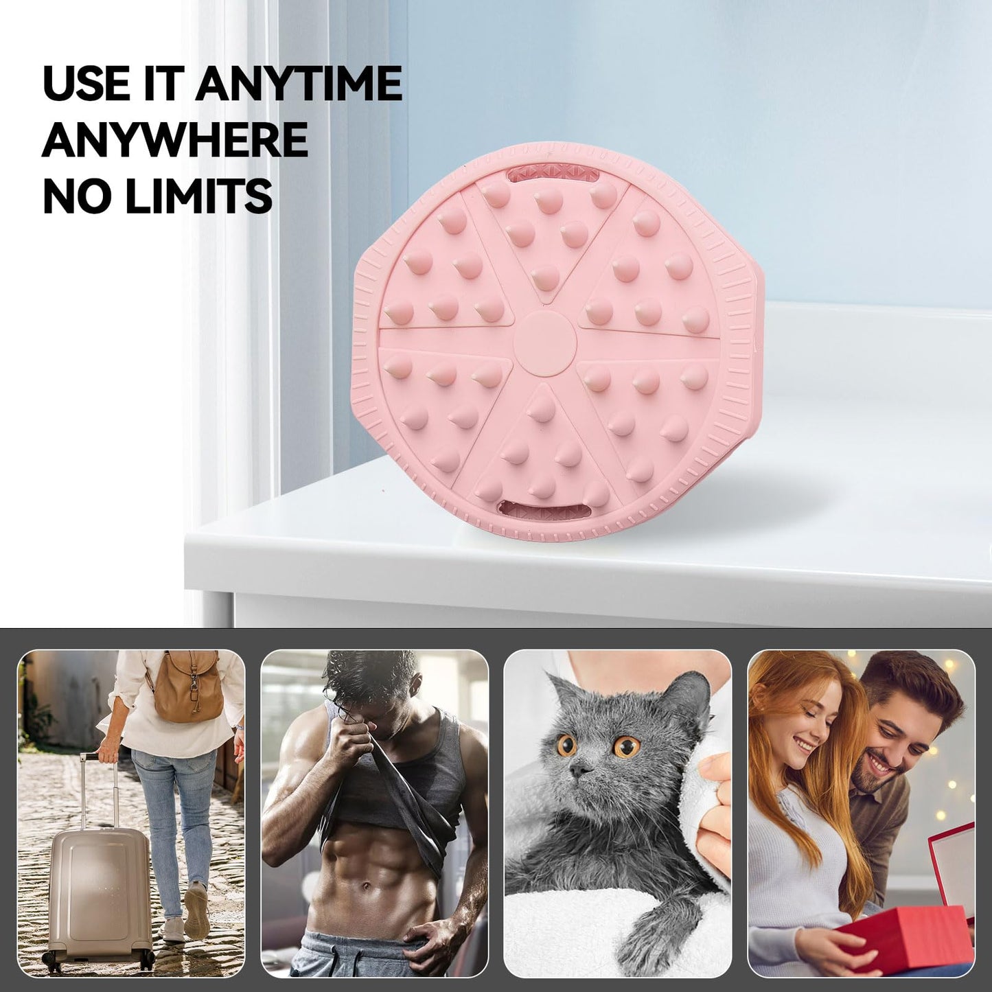 OTHIX Dual-Sided Silicone Body Scrubber -Silicone Loofah 2 in 1 Body Scrubber Exfoliator & Scalp Massager for Shower, All Skin Type, Lather Well, Easy to Clean, 1pc (Pink)