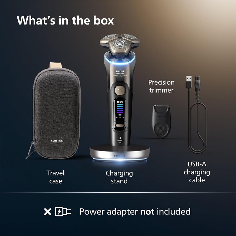 Philips Norelco Shaver i9000 Prestige - Wet & Dry Electric Shaver with SenseIQ Pro Technology | Black Gradient, 5 Modes, Precision Blades