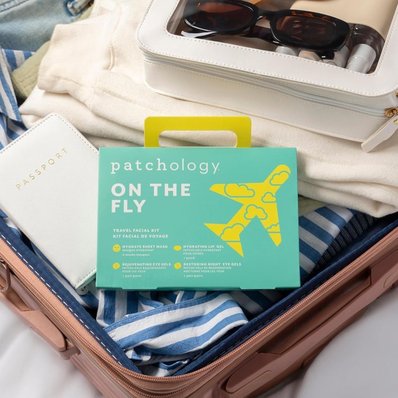 Patchology Travel Facial Kit - Hydrating Skincare Essentials for Face, Eyes & Lips | Includes Under Eye Patches & Sheet Masks