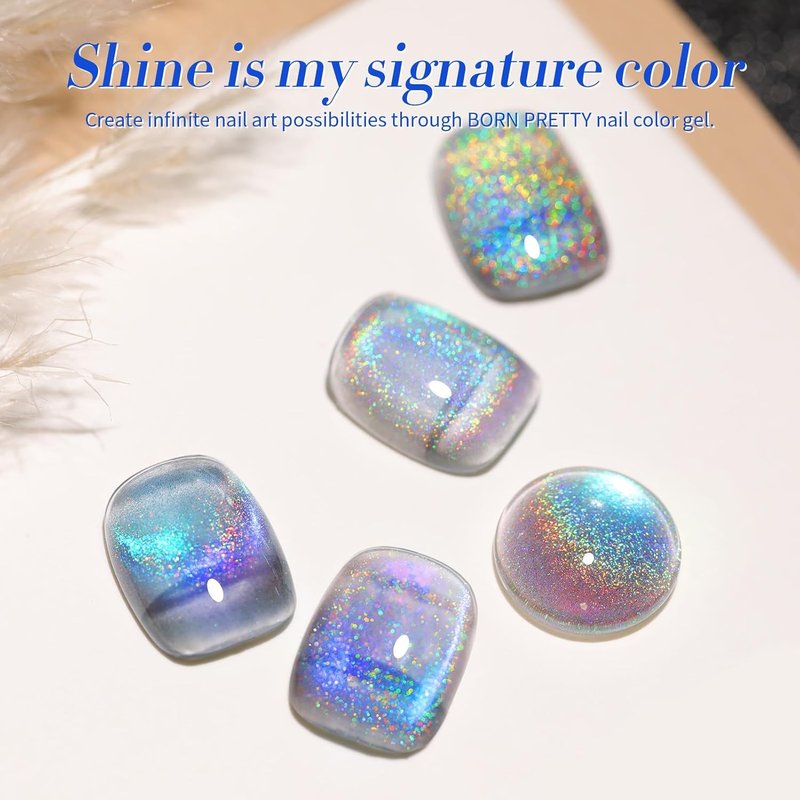 9D Cat Eye Magnetic Gel Nail Polish - Holographic Rainbow Colors | Blue & Purple, 15ML for Stunning Nail Art