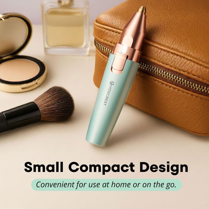 VG VOGCREST Eyebrow Facial Trimmer: 2 in1 Rechargeable Facial Hair Removal and Eyebrow Shaver - Face Lips Body Painless Facial Razor with Built-in LED Light (Pastel Green)