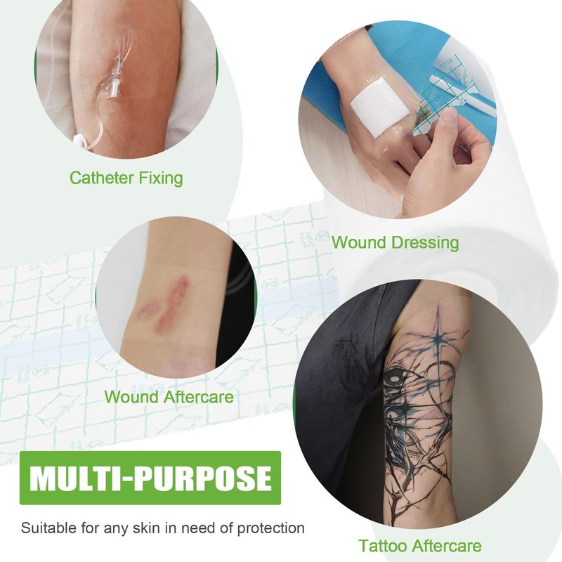 Beoncall 2 Rolls Tattoo Aftercare Bandage Waterproof 5.9in×2.2yd Second Skin Tattoo Bandage Patch Films Wraps for Healing Supplies