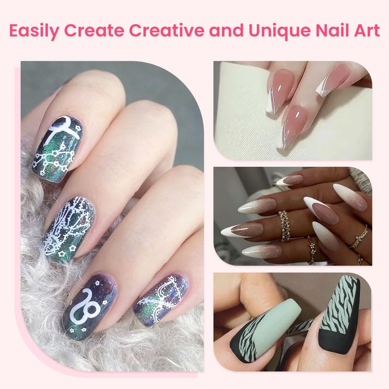 ESUOHYM 6PCS French Tip Nail Stamp Art Kit Clear Silicone Nail Jelly Stamper With Scrapers Polish French Manicure Stamping Set For Women Diy Artists Salon