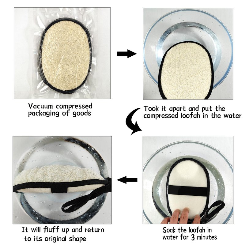 Natural Loofah Sponge (2 Pack),Large 7"x5.1"Shower Loofah Sponge Exfoliating Body Scrubber for Women and Men,Natural Materials are Easily Biodegradable and Bath Exfoliation Doesn't Hurt The Skin