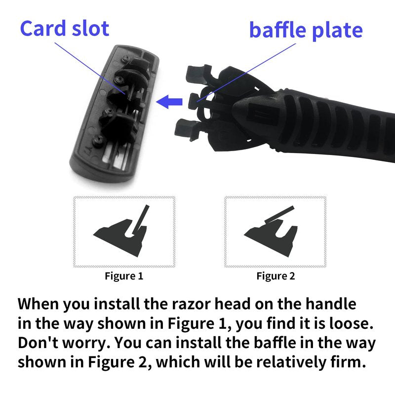 6-Blade Razor,Plastic Anti-slip Men Manual Refill Cartridges razors, Reusable Face Cleansing Care Tool, 18 pcs refill cartridges, Shave Supplies for Men and Women - Black