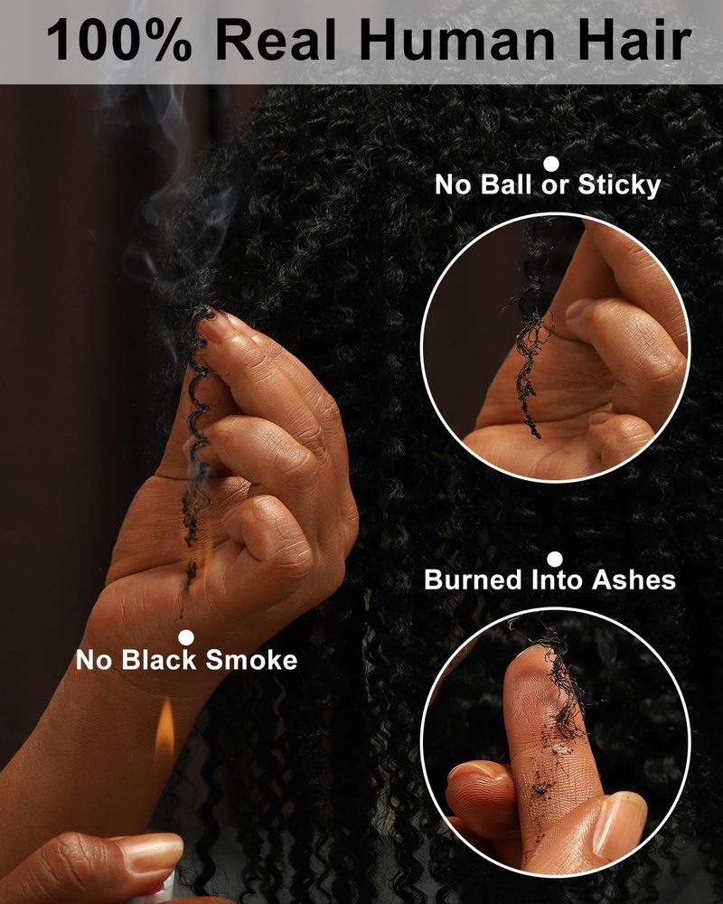 Jet Black Kinky Curly Half Wig - 200% Density Glueless Drawstring | 20 Inch for Black Women