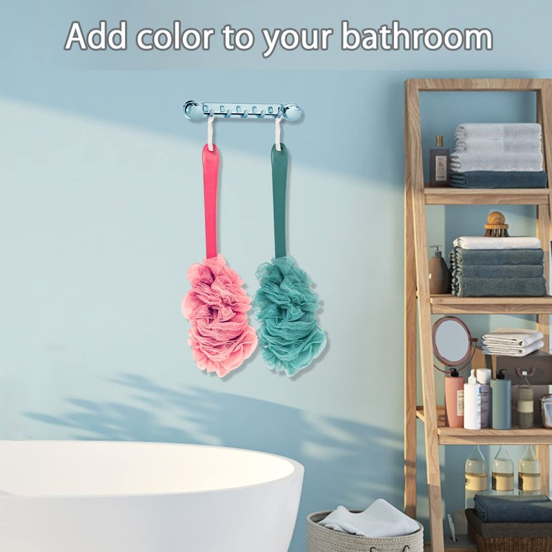 Evmliy Back Scrubber for Shower, Loofah Sponge Brush Exfoliating Body, Long Handle Scrub Brush for Shower with Loofah on a Stick for Back Use, Bathing Accessories Body Brushes (2Pack)