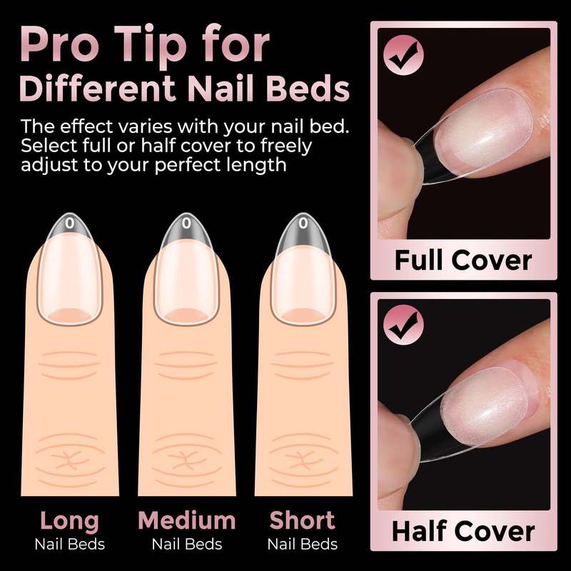 Almond Nail Tips: 240pcs Pointed Almond Soft Gel Nail Tips, Pre-shape Short Nails, Half Matte Full Cover Clear Acrylic Fake Press On Nails for Nail Extension Home Nail Art 12 Sizes Gelly Tips