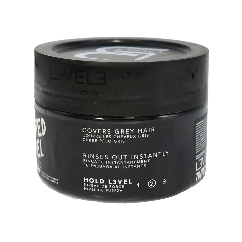 Level 3 Black Tinted Hair Gel - Instant Gray Coverage & Strong Hold - Temporary Color for Volume, Texture & Shine