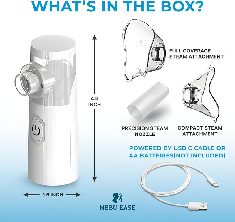 Nebu Ease Portable Facial Steamer - Handheld Rechargeable Mist Device with Dual Output Levels | Compact Travel Design