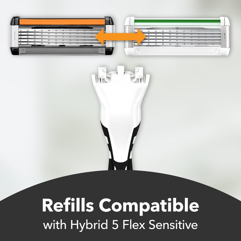 BIC Hybrid 5 Flex Refillable Men's Razor Kit, Handle and Nano-Tech Titanium 5-Blade Refills - Box of 1+2