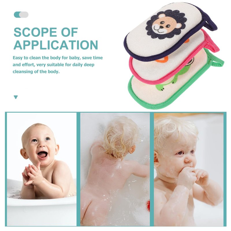 Healifty Baby Bath Sponge 3-Pack Soft Foam Infant Bath Scrubber Cartoon Animal Newborn Shower Sponge with Hook for Gentle Body Cleaning and Massage