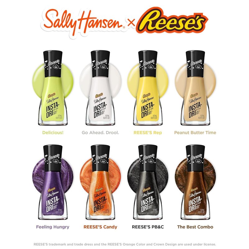 Sally Hansen Insta-Dri Reese's Nail Polish | Quick Dry, Long Lasting, Streak-Free Shine | Opaque, Shimmery | 737 REESE’S Candy + 738 REESE’S Rep | Burnt Orange & Bright Yellow Nail Color Duo