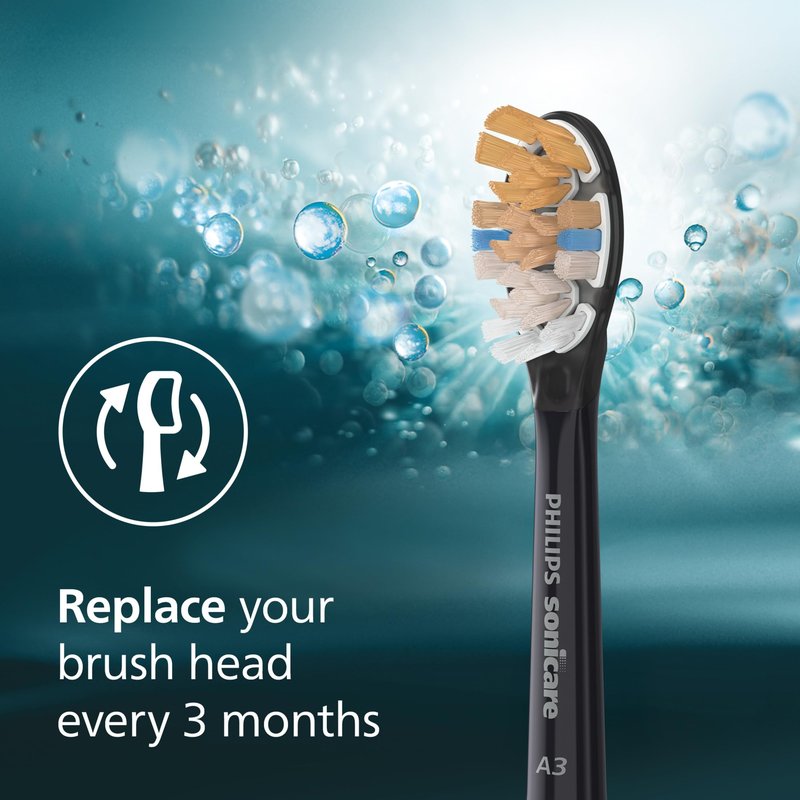 Philips Sonicare A3 All-in-One - Genuine Replacement Electric Toothbrush Heads, Black, 2 Pack, HX9092/95