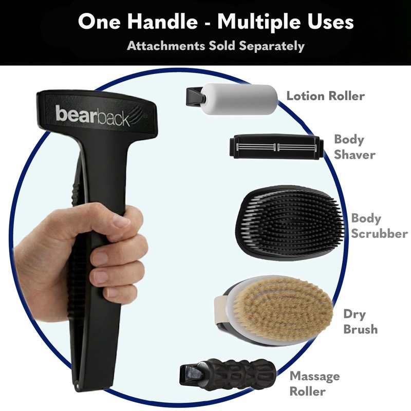 Bearback Back Scratcher for Men & Women - Long Reach Folding Handle, Skin-Safe Bristles - Extendable, Portable, Easy to Clean - Designed by a USA Small Business