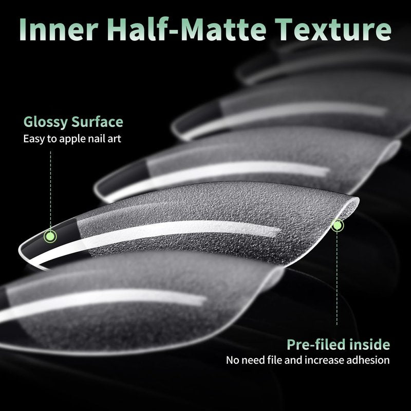 Medium Round Oval Nail Tips, 216pcs Acrylic Fake Nails Gel Nail Tips Soft, Full Cover Pre-Shaped Matte Clear Press on Nails for Extension, Diy at Home Manicure 12 Sizes