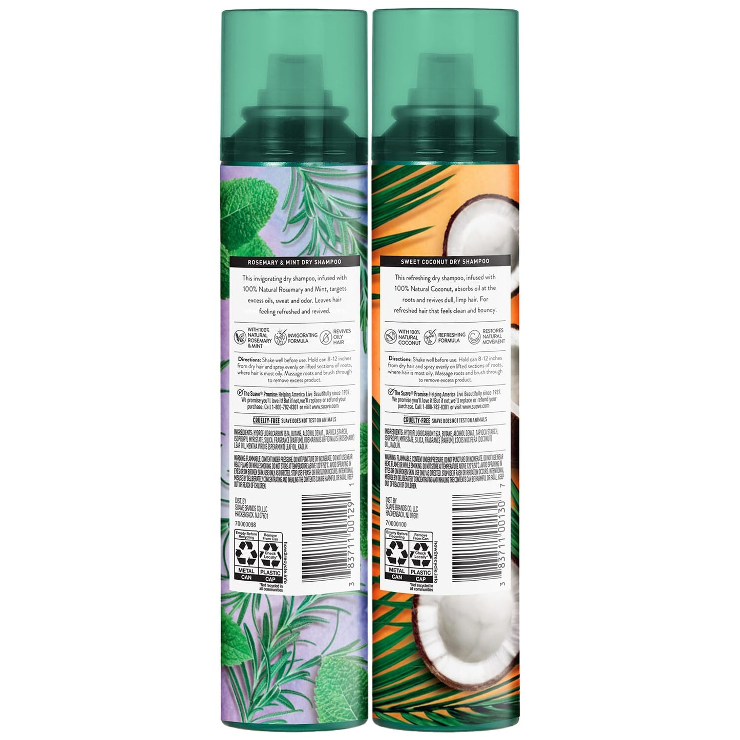 Suave Dry Shampoo Spray Variety Pack - Rosemary & Mint, Sweet Coconut | 4.3 Oz Each