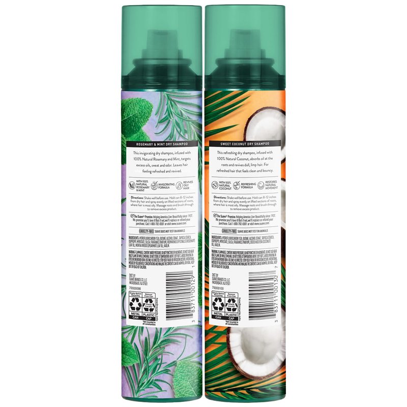 Suave Dry Shampoo Spray Variety Pack - Rosemary & Mint, Sweet Coconut | 4.3 Oz Each