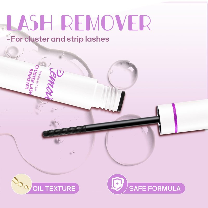 GAQQI Lash Bond and Seal + Remover 3 in 1 Set, 10ml Lash Cluster Glue Waterproof for Eyelash Clusters, 5ml Eyelash Remover Gentle Formula, Strong Hold for 72H+