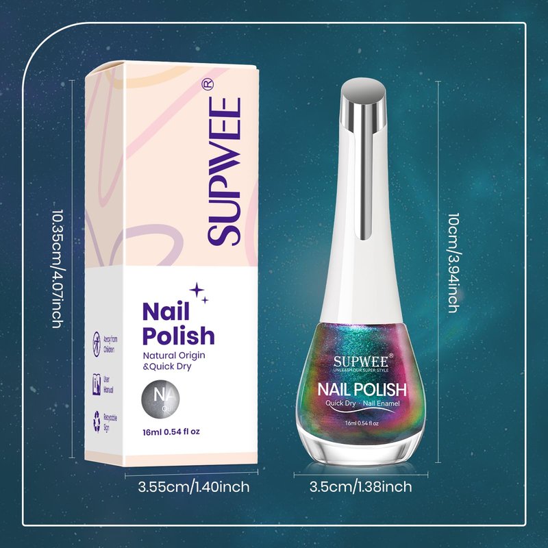 SUPWEE Cat Eye Nail Polish Non Gel with Magnet Quick Dry Cateye Magnetic Nail Polish for Fingernail Air Drying Fast Lacquer Manicure Gift For Women Girls 16ml, 0.54fl oz