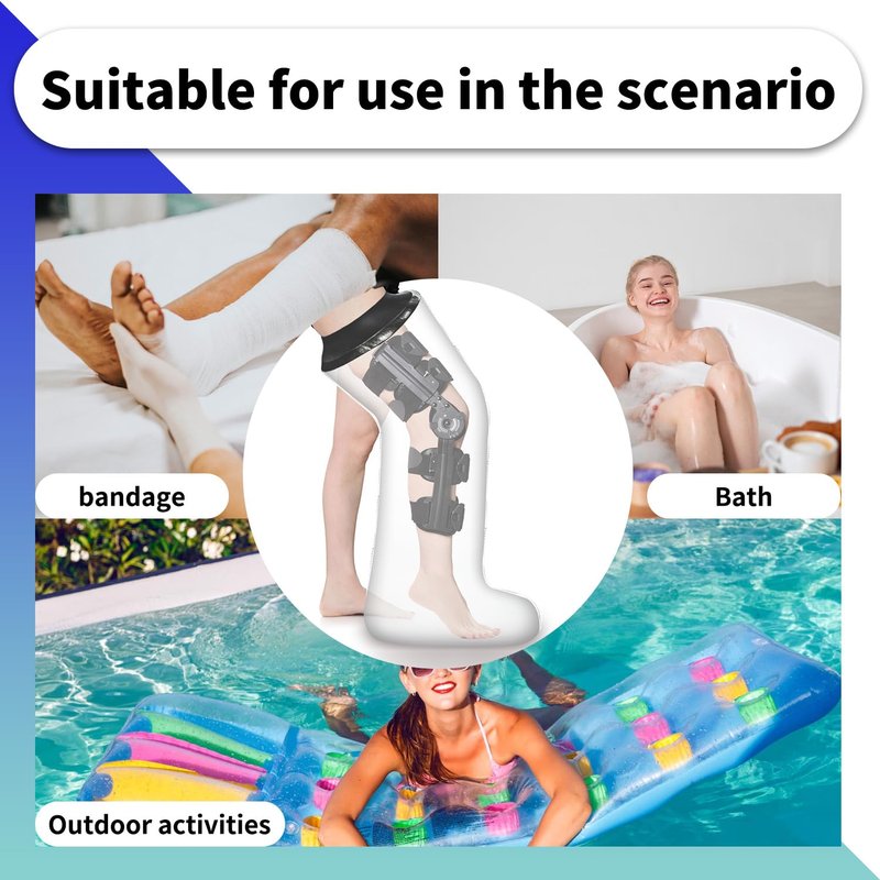Adult leg cast protector for shower, KT1190 Waterproof Shower Bandage and Cast Cover Full Leg Shower Protector Watertight Protection to Broken Leg, Knee, Foot, Ankle Wound, Burns Reusable