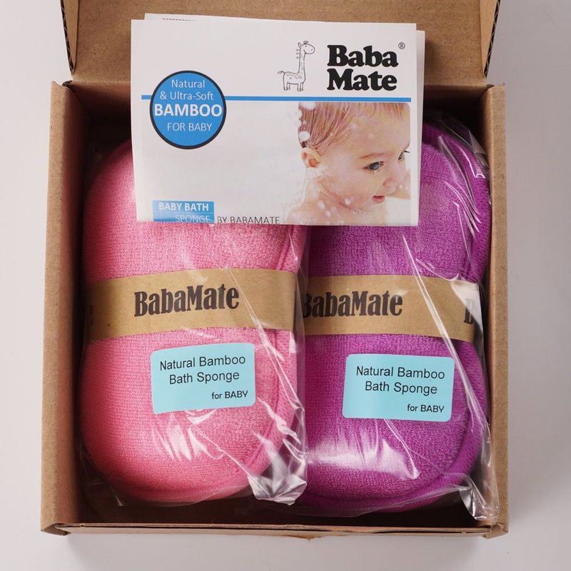 BabaMate Baby Bath Sponge - Ultra Soft Baby Sponge for Bathing - Kids Bath Sponges for Infants, Toddler Bath Time, 2 Count (1 Pack) - Pink Violet