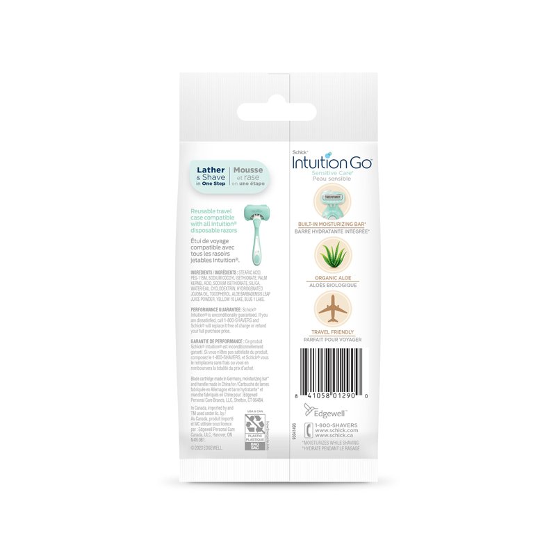 Schick Intuition Go Disposable Razor for Sensitive Skin, 1ct, Razors Sensitive Skin, Women’s Disposable Razors with Organic Aloe, Travel Razor | Stocking Stuffer