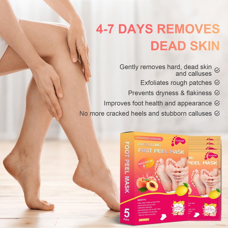 FUNNIR Foot Peeling Mask Exfoliant for Peeling Off Calluses, Natural Exfoliator for Dry Dead Skin, Callus, Repair Rough Heels Soft Smooth Touch