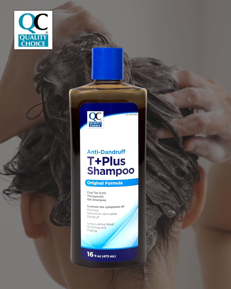 Quality Choice Therapeutic T+Plus Coal Tar Gel Anti-Dandruff Shampoo 0.5% Coal Tar, Original Strength, 16 Fl Oz