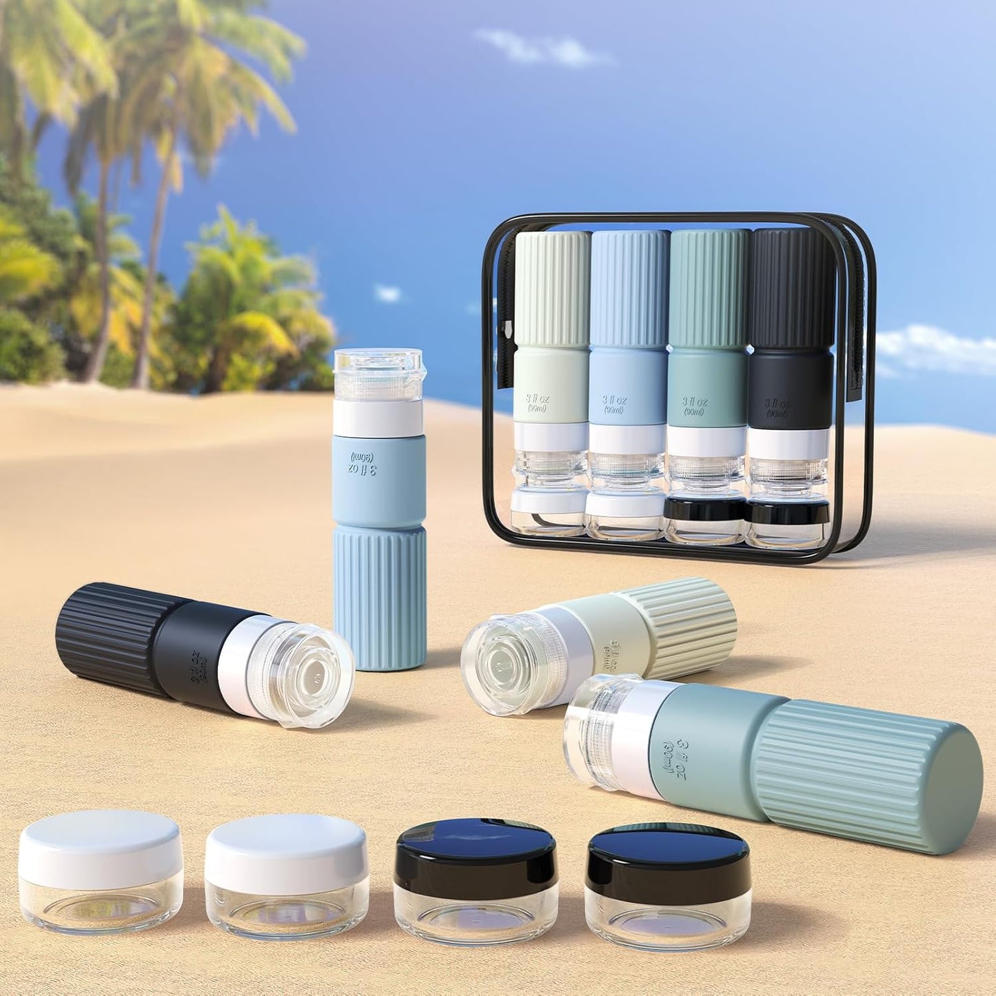 Travel Bottles for Toiletries - TSA Approved Silicone Containers | Leak-Proof 3oz Refillable Shampoo & Conditioner Set