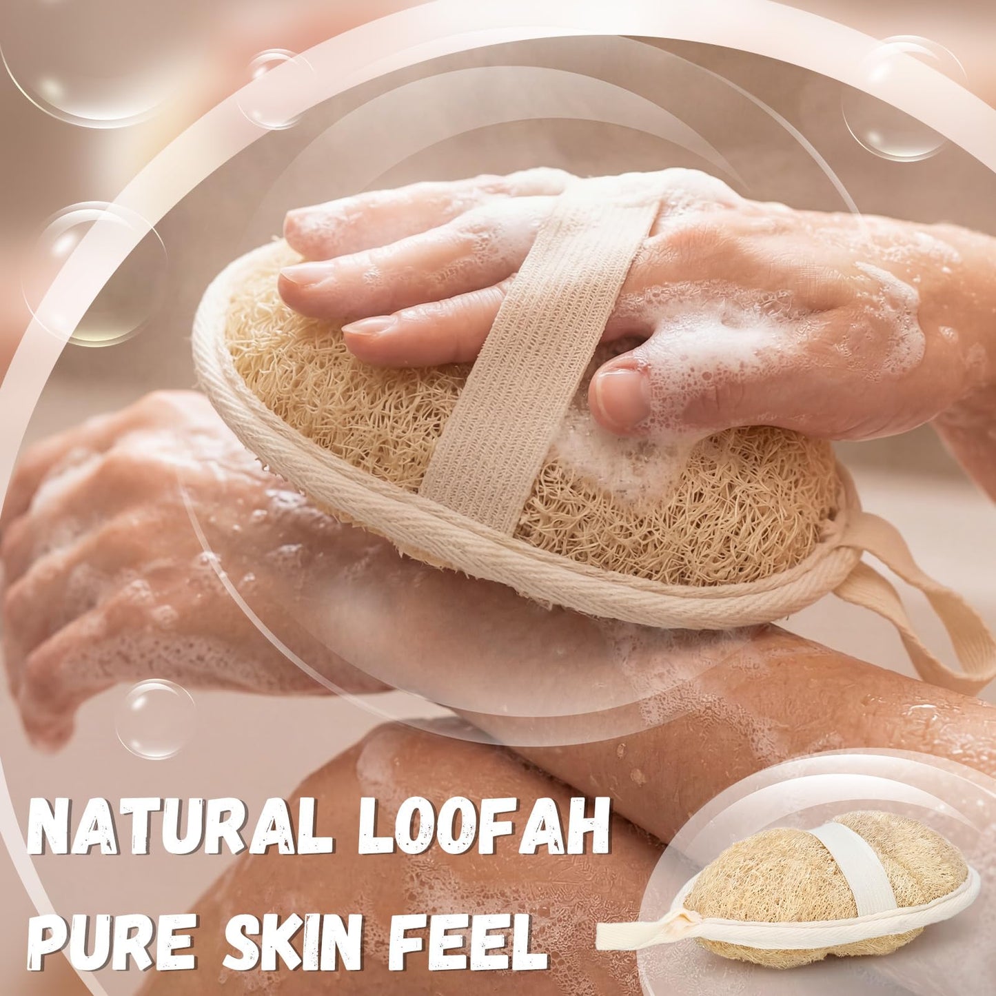Mifoci 6 Pack Natural Exfoliating Loofah Double-Sided Pad Body Scrubber Bath Shower Loofah 100% Plant-Based Shower Luffa Sponge Pad Close to Skin for Women Men Spa Face Body Bath