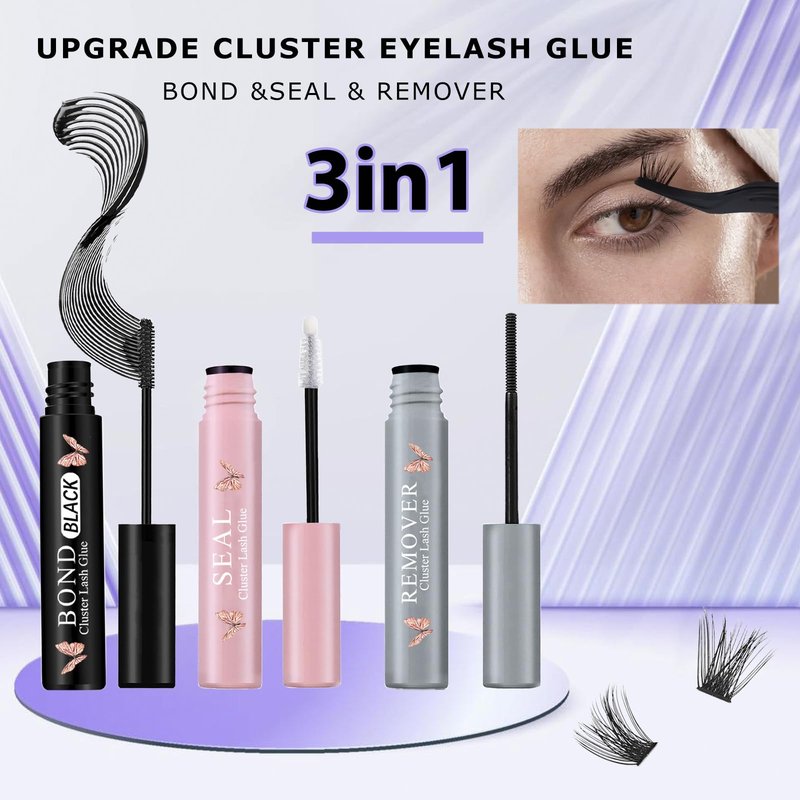 Lash Cluster Glue Bond & Seal – Waterproof Lash Glue for Eyelash Clusters, Long-Lasting Lash Bond and Seal, Includes Lash Remover for Easy Removal