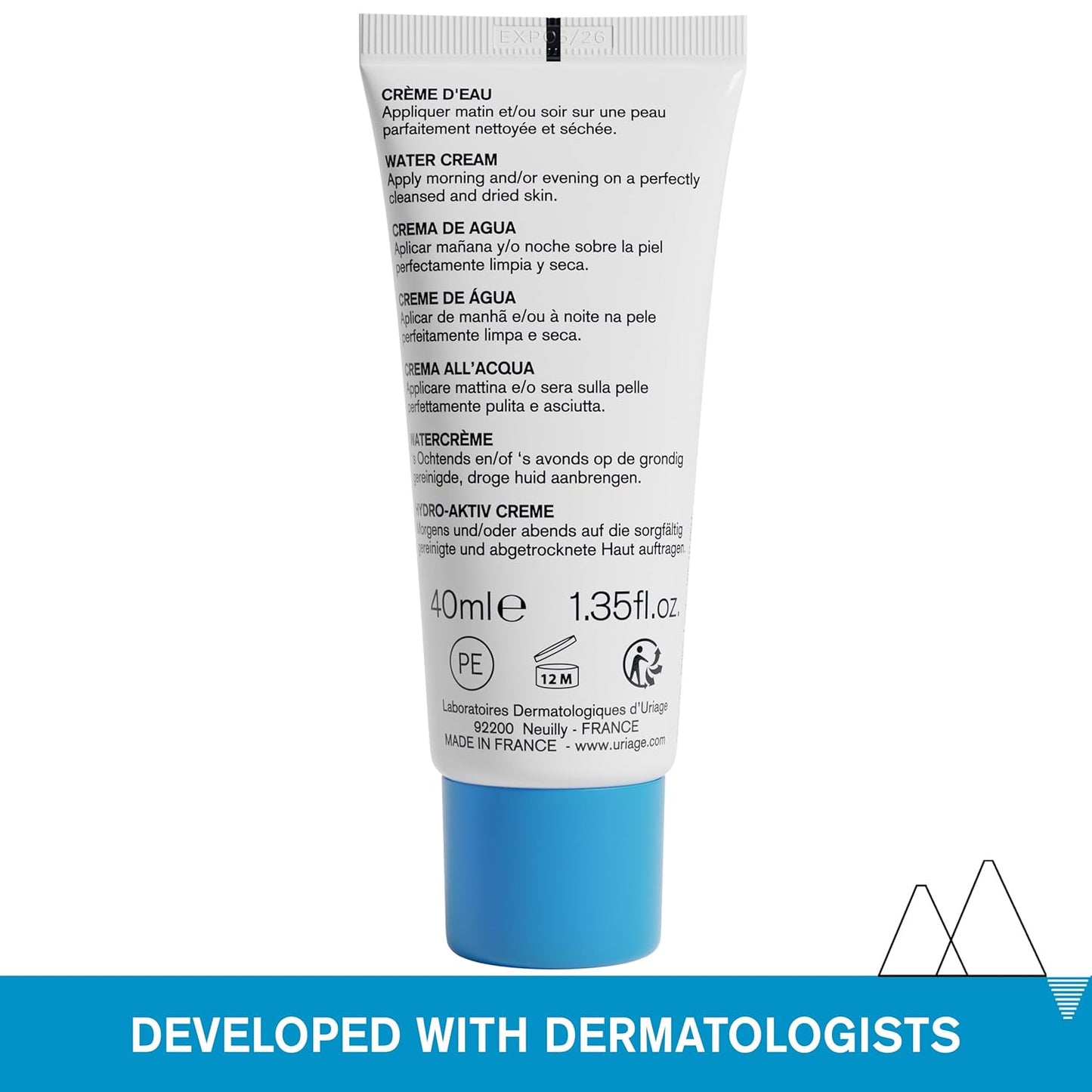 Uriage Eau Thermale Moisturizing Face Cream With Hyaluronic Acid, 24H Hydration, Brightness & Softness, Fresh & Light Face Moisturizer, Lovely Floral Scent, Non-Comedogenic