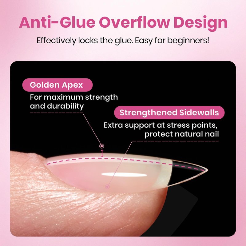 Beetles Gel Nail Tips Flat-X - Almond Short, 160pcs 16 Sizes, Pre-Etched Half Matte Full Cover Soft Acrylic False Nail Tips Clear Press on Easy DIY Extension Salon for Flat & Natural Nail Beds