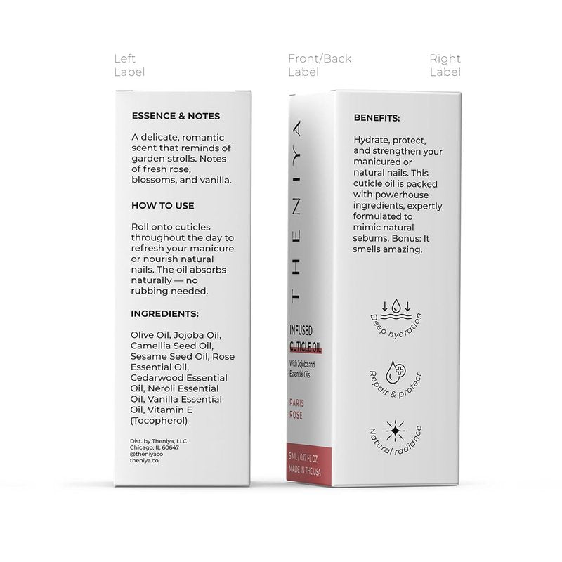 Regine Switzerland Cuticle Oil - Strengthening & Hydrating Vegan Formula with Jojoba & Vitamin E | 5mL Roll-On (Rose Fragrance)