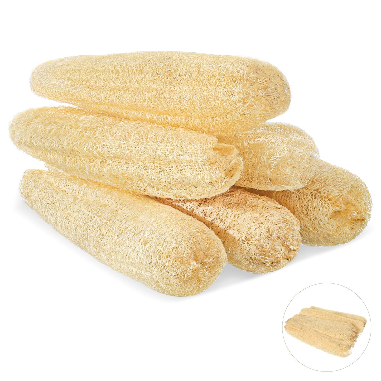 ZhouBoat 6 Pack Natural Loofah Sponge 13.8-15.7 Inch for Kitchen Bath & Body Scrub Organic Exfoliating Sponge for Dishes Skin Men Women