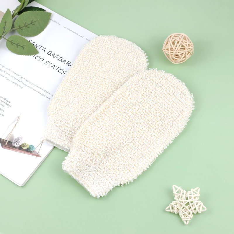Brvlsoc 2-Pack Hemp Bath Gloves – Natural Shower Mitts for Body Scrub, Gentle Exfoliating Washcloth Mittens for Men & Women Skincare
